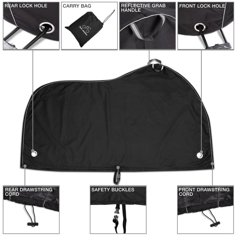 TeamObsidian Bike Cover - Waterproof Outdoor & Indoor Bicycle Storage For 1 to 3 Bikes - Heavy Duty Ripstop 210D Tent Material - Stationary Electric Bike Protection for All Seasons - Image 4